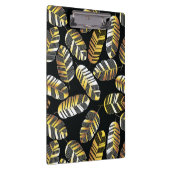 アールデコの黒い金羽の葉パターン クリップボード (右)