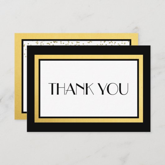 アールデコの黒および金ゴールドは感謝していしています サンキューカード (正面/裏面)