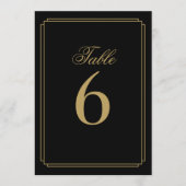 アールデコの黒と金ゴールドのテーブル番号 招待状 (正面)