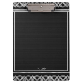 アールデコの黒と銀のクリップボパーソナライズされたード クリップボード