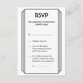 アールデコの黒の積み重ねられたフレームの金ゴールドRSVPの応答 出欠カード