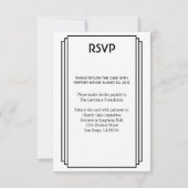 アールデコの黒の積み重ねられたフレームの金ゴールドRSVPの応答 出欠カード (裏面)