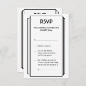 アールデコの黒の積み重ねられたフレームの金ゴールドRSVPの応答 出欠カード (正面/裏面)