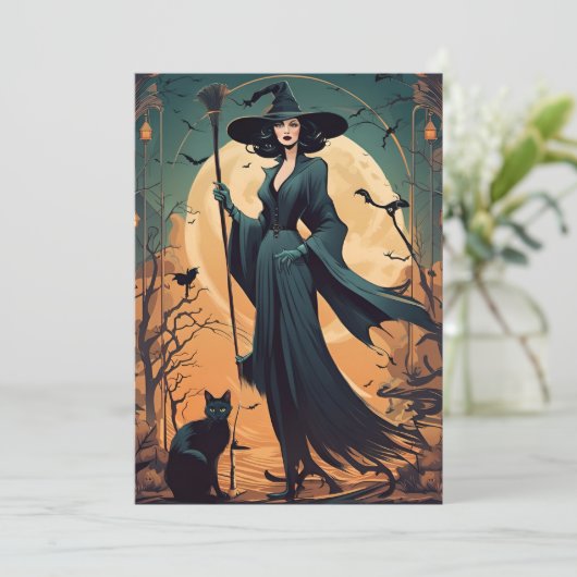 アールデコの黒猫と満月を従えた魔女 シーズンカード (スタンド正面)
