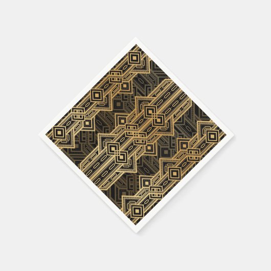 アールデコの20代の黒と金ゴールドデザイン スタンダードカクテルナプキン (角)
