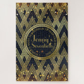 アールデコのGatsbyのグリッター幾何学的なパターンモノグラム ジグソーパズル (縦)