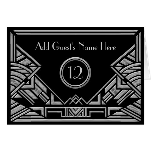 アールデコのGatsbyの銀製灰色の結婚式の護衛カード (正面横)