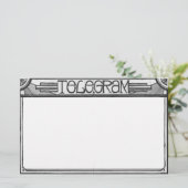 アールデコのSteampunkの電報の文房具 便箋 (スタンド正面)