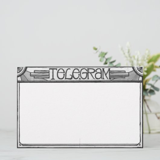 アールデコのSteampunkの電報の文房具 便箋 (スタンド正面)