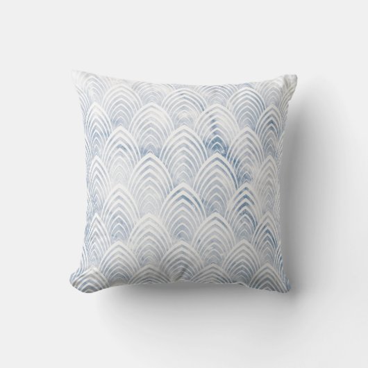 アールデコはかりで測グレイ青ホワイトジオメトリ大理石 クッション (正面)