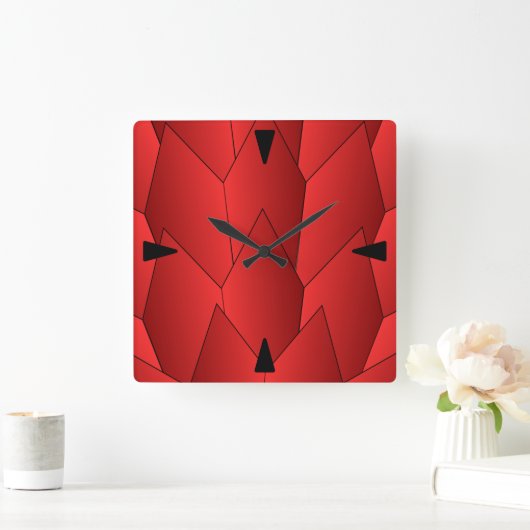 アールデコはかりで測デザインレッドスクエアウォールクロック スクエア壁時計 (ホーム)