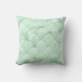 アールデコはかりで測ホワイトミントグリーンストーンマーブル クッション