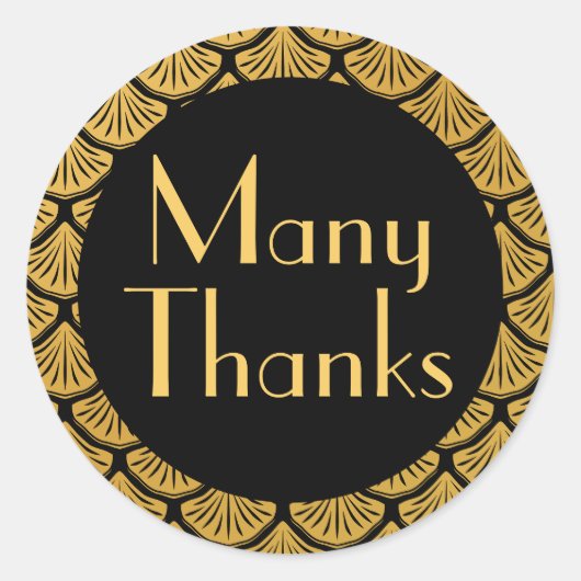 アールデコはかりで測マーメイド – ブラック&金ゴールド多感謝してい数 ラウンドシール (正面)