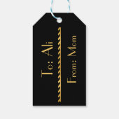 アールデコはかりで測マーメイド – ブラック&金ゴールド ギフトタグ (裏面)