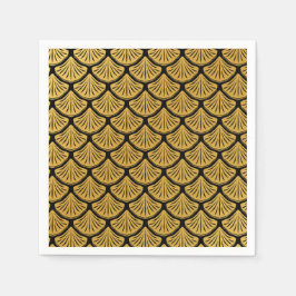 アールデコはかりで測マーメイド – ブラック&金ゴールド スタンダードカクテルナプキン