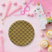 アールデコはかりで測マーメイド – ブラック&金ゴールド ペーパープレート (パーティー)