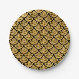 アールデコはかりで測マーメイド – ブラック&金ゴールド ペーパープレート