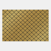 アールデコはかりで測マーメイド – ブラック&金ゴールド ラッピングペーパーシート (正面3)