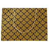 アールデコはかりで測マーメイド – ブラック&金ゴールド ラージペーパーバッグ (正面)