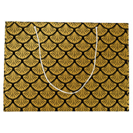 アールデコはかりで測マーメイド – ブラック&金ゴールド ラージペーパーバッグ