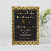 アールデコはかりで測マーメイド – ブラック&金ゴールド 招待状 (スタンド正面)