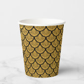 アールデコはかりで測マーメイド – ブラック&金ゴールド 紙コップ (正面)