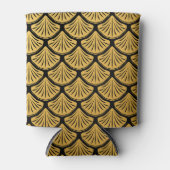 アールデコはかりで測マーメイド – ブラック&金ゴールド 缶クーラー (正面)