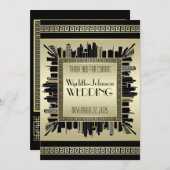 アールデコはシャンペンの金ゴールドの魅力を結婚している感謝していしています 招待状 (正面/裏面)