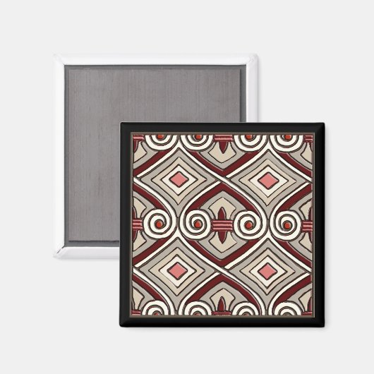 アールデコはペルシア(タン、サンゴ、グレー、マルーン)を行う マグネット (正面/裏面)