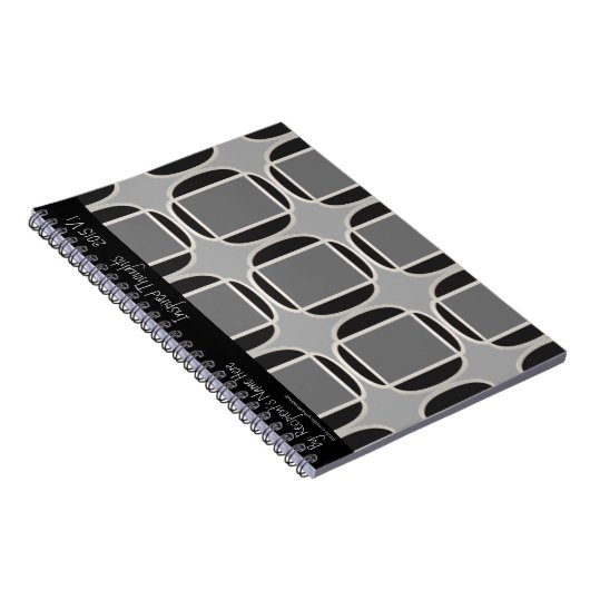 アールデコはモロッコ – 黒 – グレーパーソナライズされた- ノートブック (右側)