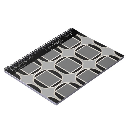 アールデコはモロッコ – 黒 – グレーパーソナライズされた- ノートブック (左側)