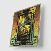 アールデコは緑と金ゴールドの大きな時計 スクエア壁時計 (傾斜)