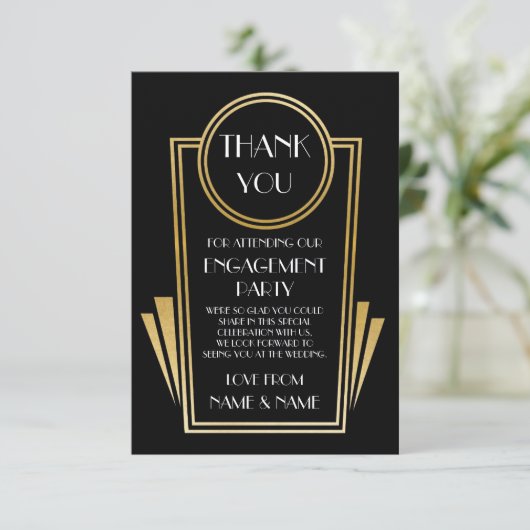 アールデコは20s婚約の結婚式の招待状感謝していしています サンキューカード (スタンド正面)