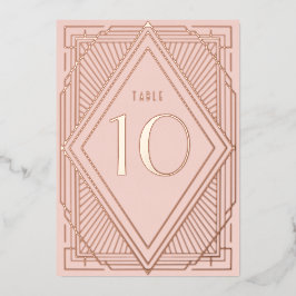 アールデコひし形赤面結婚のテーブル番号 箔招待状