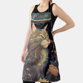 アールデコほこりっぽいバラ猫好き エプロン (インサイチュ)