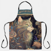 アールデコほこりっぽいバラ猫好き エプロン (正面)