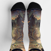 アールデコほこりっぽいバラ猫好き ソックス (上部)