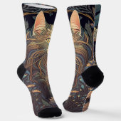 アールデコほこりっぽいバラ猫好き ソックス (傾斜あり)