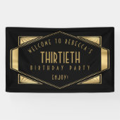 アールデコようこそ30th誕生日パーティー金ゴールドブラック 横断幕 (横)