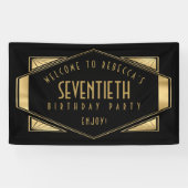 アールデコようこそ70thバースデーパーティー金ゴールドブラック 横断幕 (横)