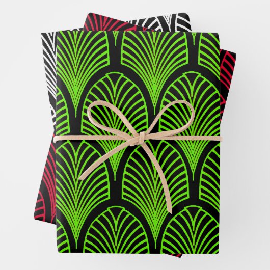 アールデコをテーマにしたクリスマスギフトラップ ラッピングペーパーシート (インサイチュ)