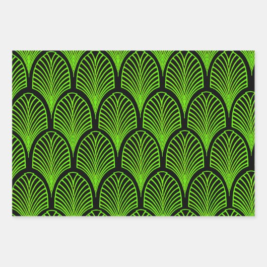 アールデコをテーマにしたクリスマスギフトラップ ラッピングペーパーシート (正面)