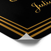 アールデコを愛するメモリブラックと金ゴールド ポスター (角)