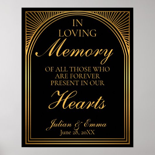 アールデコを愛するメモリブラックと金ゴールド ポスター (正面)