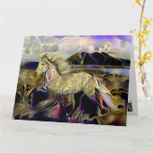 アールデコアイスランドホース カード (黄色い花)