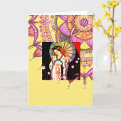 アールデコアジアテーマグリーティングカードノートカード カード (黄色い花)