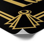 アールデコアルコールバープリント金ゴールドとブラック ポスター (角)