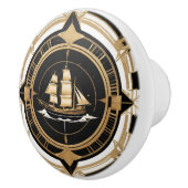アールデコアンティーク出荷白黒金ゴールド 航海の セラミックノブ (右)