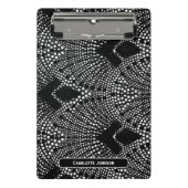 アールデコアントラサイトヴィンテージ孔雀パターン ミニクリップボード (正面)