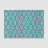 アールデコアーチ、ティール(緑がかった色)幾何学的、ヴィンテージスタイル 薄葉紙 (正面)